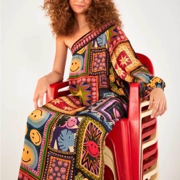 Smiley x Farm Rio one shoulder midi dress - Picture 5 of 6